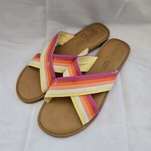 TOMS Viv Sandals in Persimmon Multi Canvas-Women's Size 8
